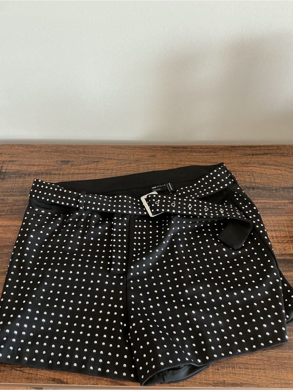 ASOS Black studded High-Waist Shorts with Belt